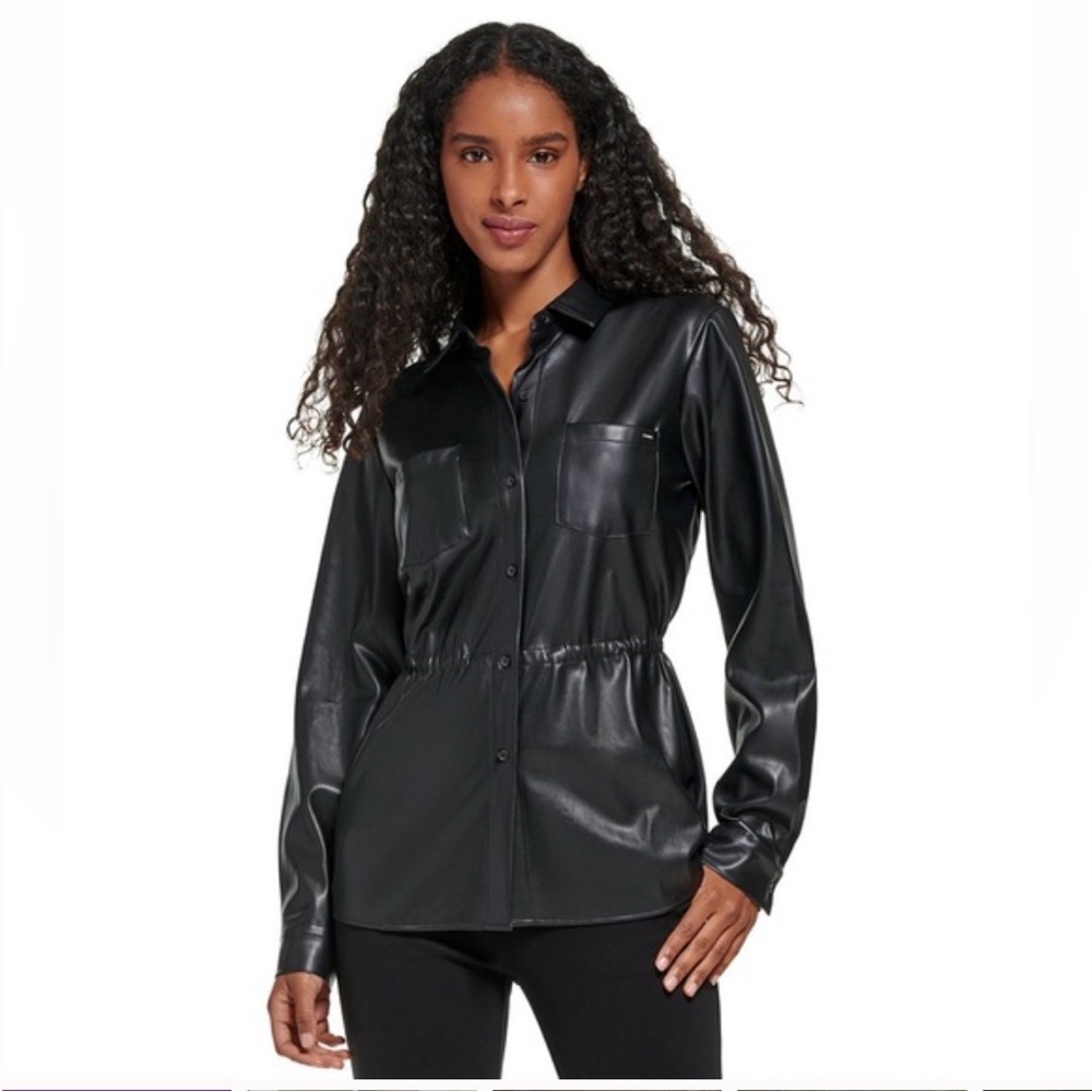 Calvin Klein Black Leather-Look Shirt